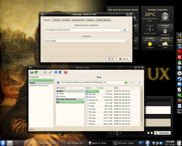 Captura de pantalla de Back In Time para KDE 4